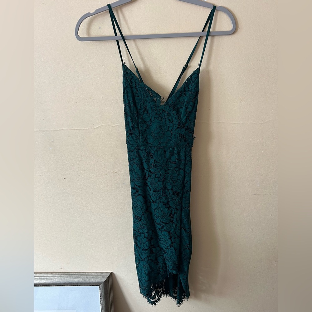 Lulus lace dark green dress